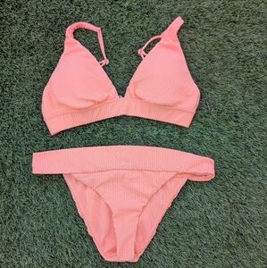 Billabong Peach Ribbed Bikini Set